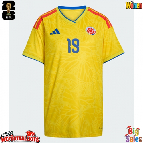 Colombia Rafael Santos Borre #19 Replica Home Stadium Shirt for Women World Cup 2026 Short Sleeve